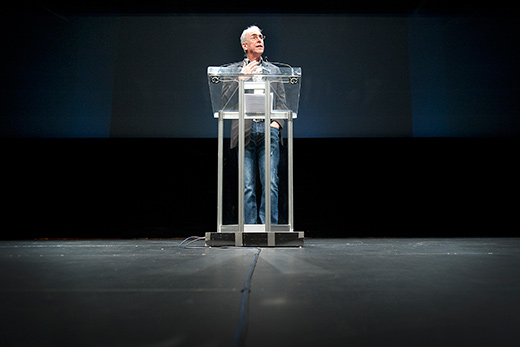 Norman Armour addressing the 2014 PuSh Festival audience at the 10th anniversary gala performance