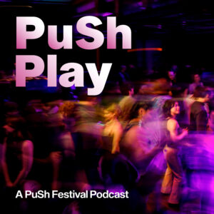 PuSh Play podcast title card, an image of people at a club